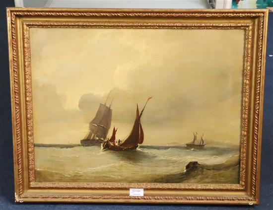 19th century English School Shipping off the coast 18 x 24in.